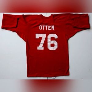 Vintage Russell Athletic VNeck Practice Sweatshirt Adult L Red USA #76 Otten